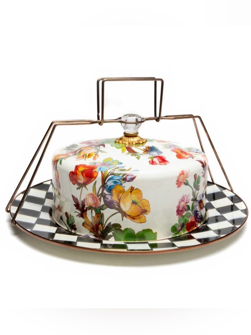 Mackenzie Childs White Flower Market Cake Carrier